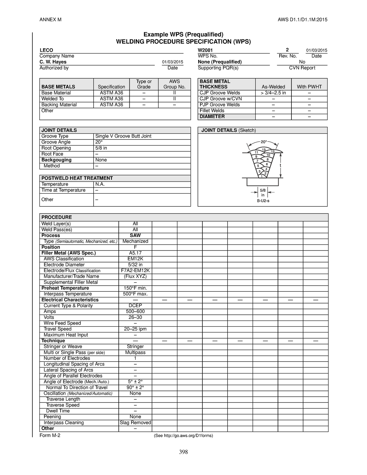 Pdfcoffee - Wrrrrrrrrrrrrrrrr - Example WPS (Prequalified) WELDING ...