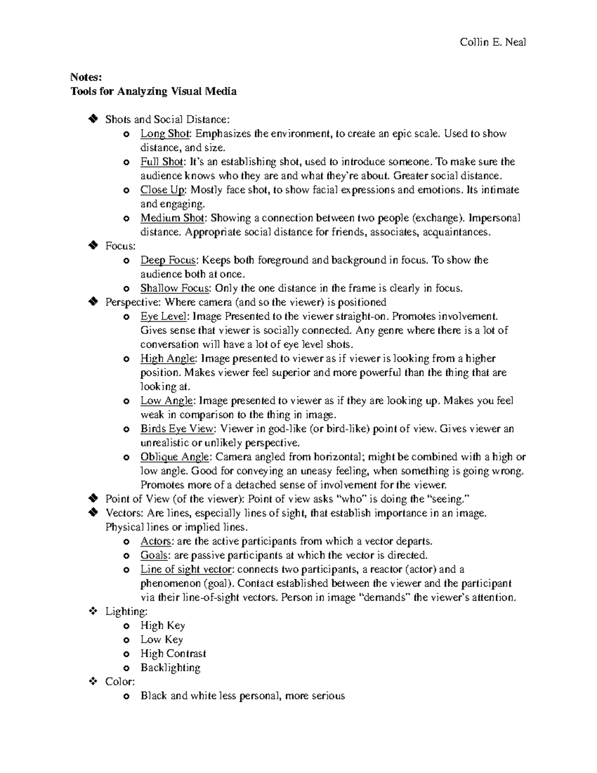 Tools For Analyzing Visual Media Col L I Ne A L No T E S Tool Sf Oranal Yz I Ngvi S Ualme Di