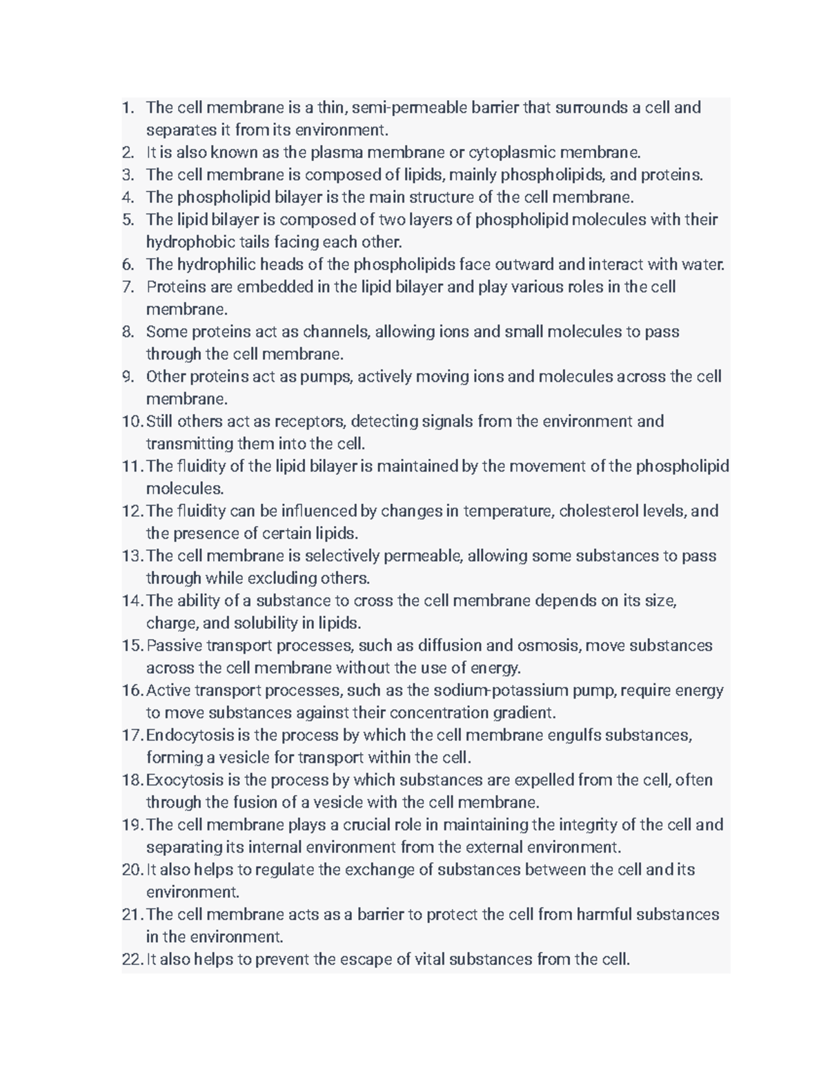 Cell Membrane Notes - The cell membrane is a thin, semi-permeable ...