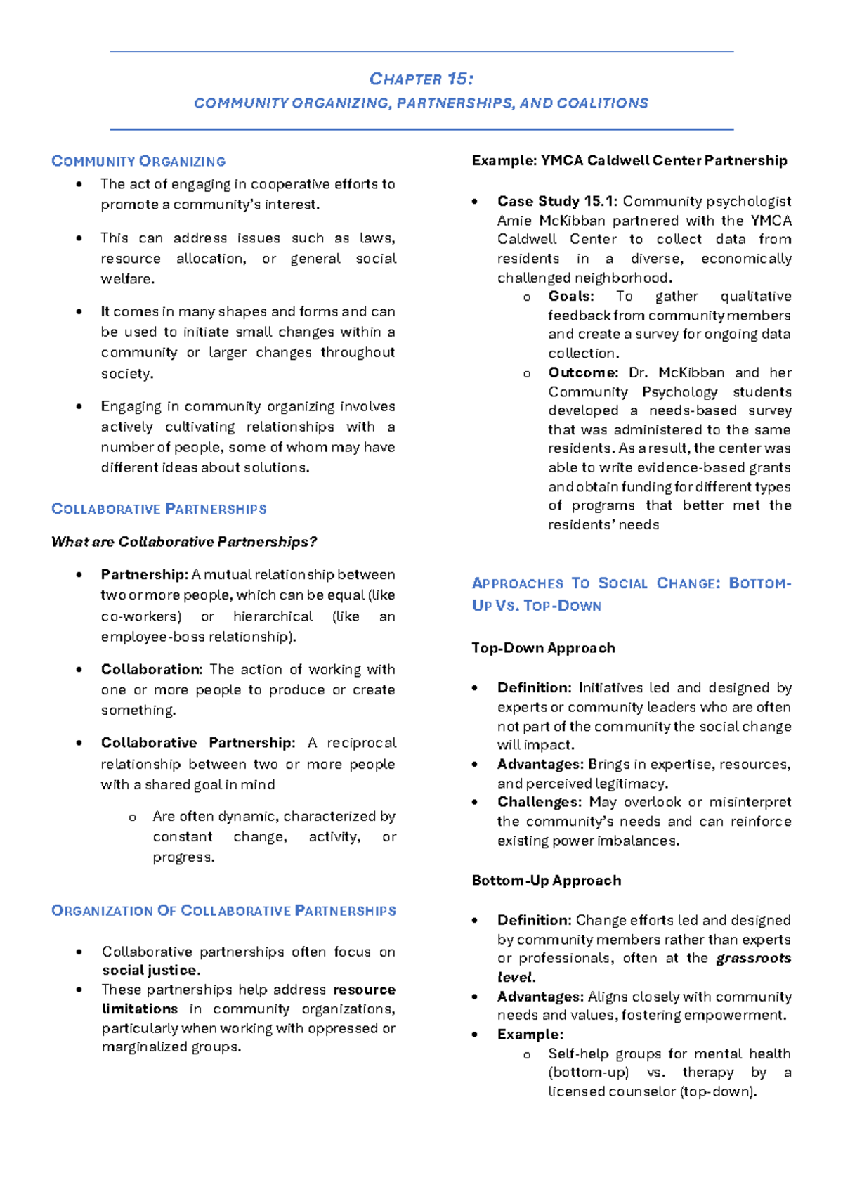 Handout THE Cycle OF Community Organizing - CHAPTER 15: COMMUNITY ...