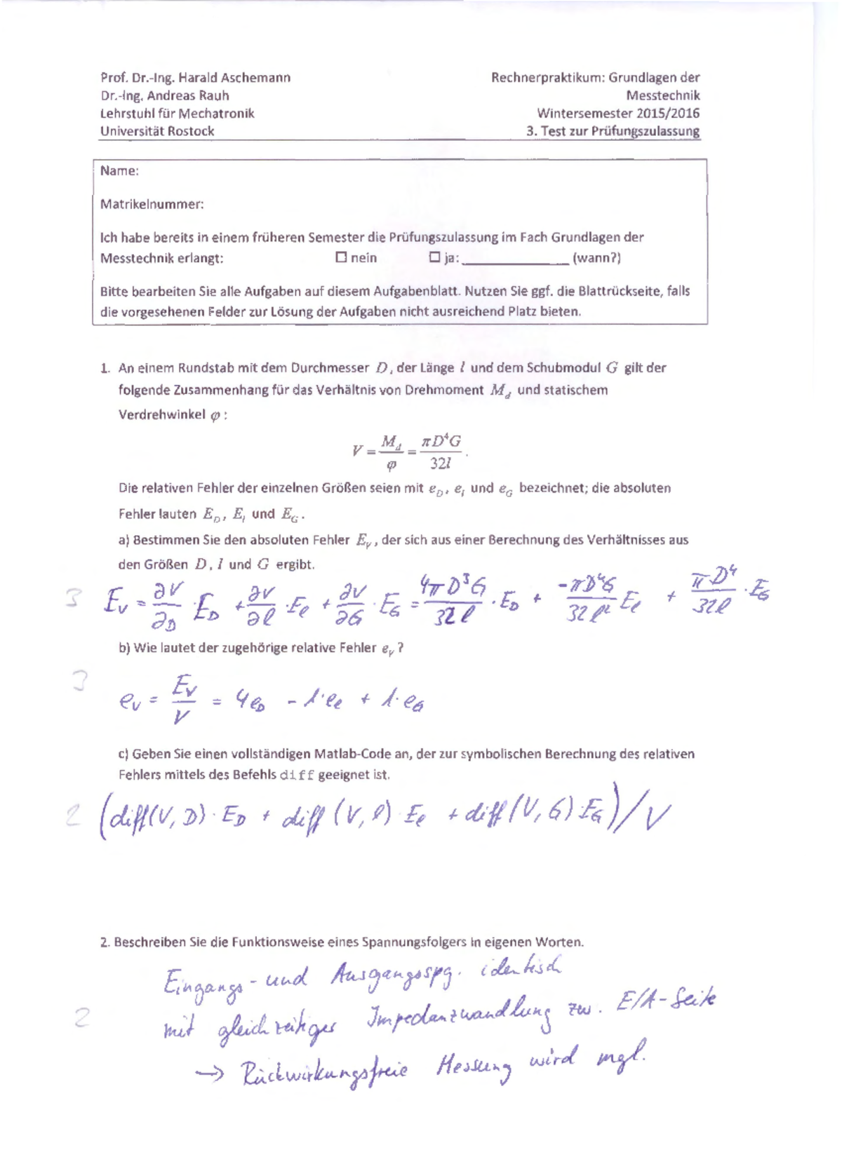 Lsg Test3 GMT - Wintersemester - Rechnerpraktikum: Grundlagen Der ...