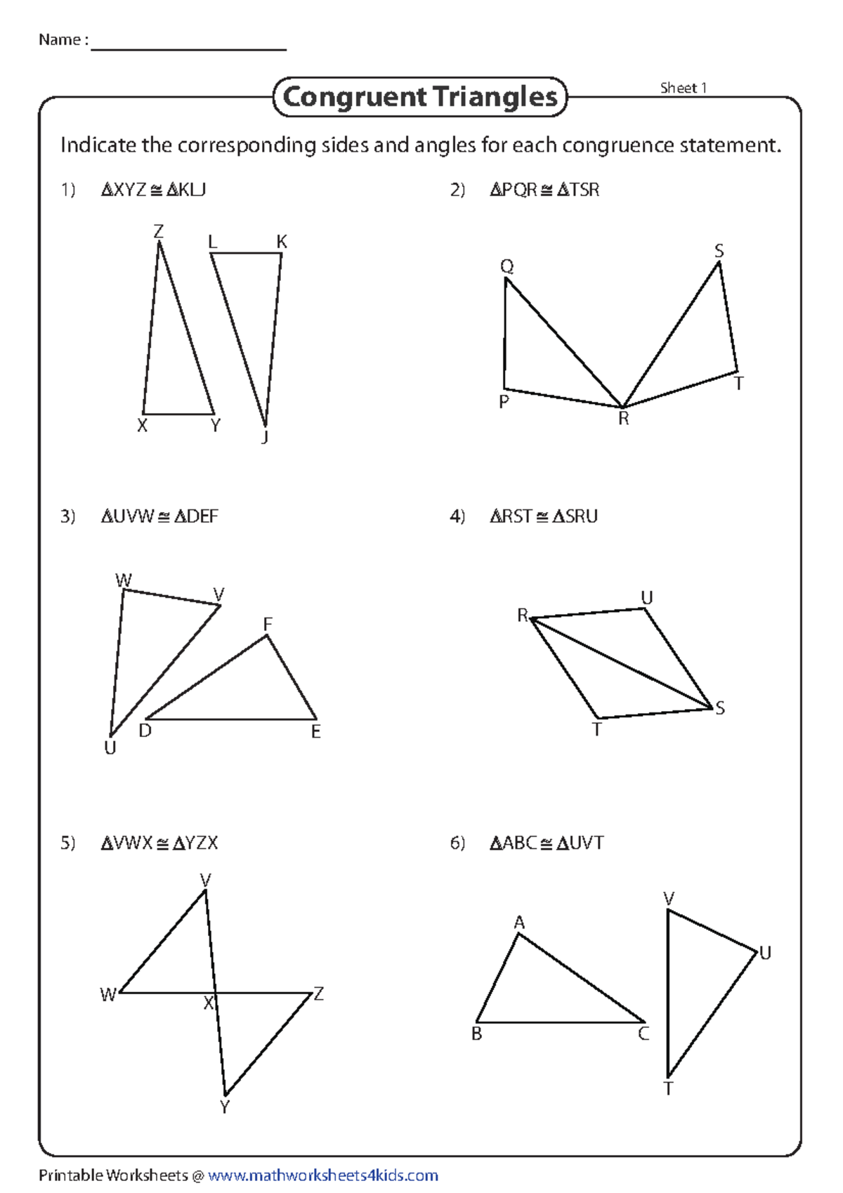 Anglessides1 FOR REFERENCE Indicate the corresponding sides and