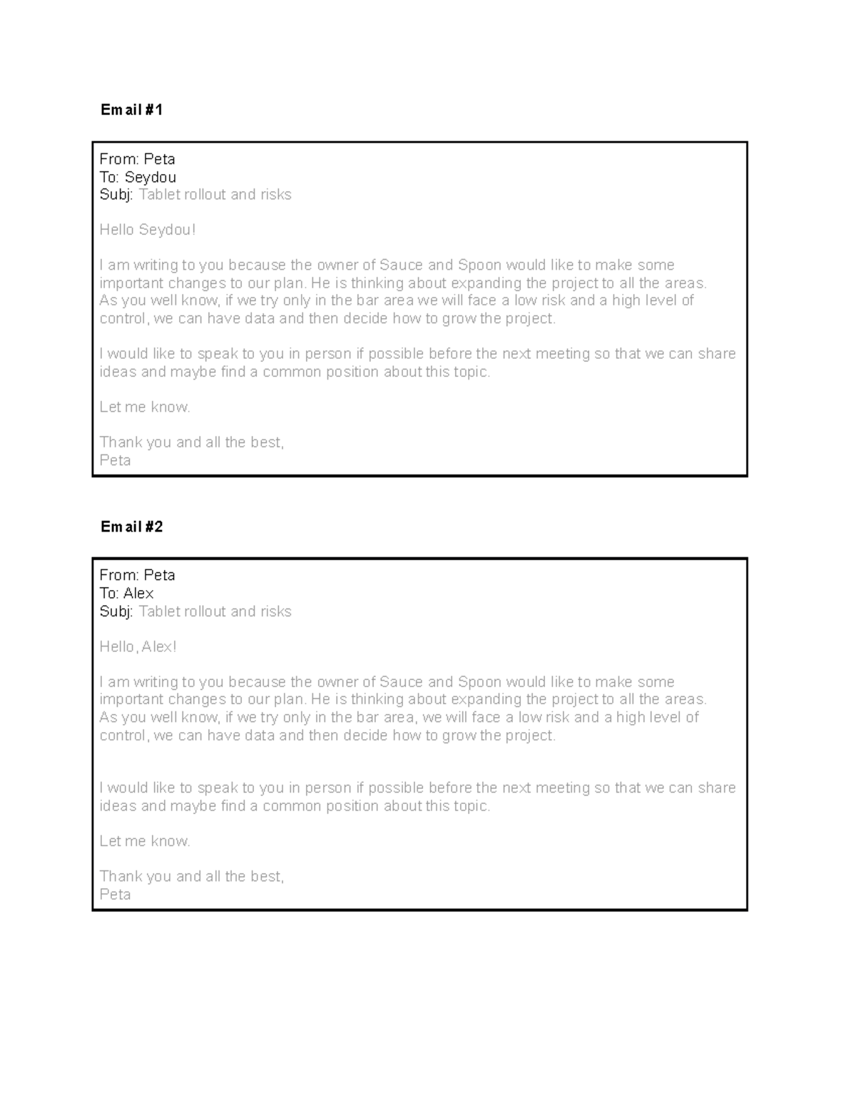 Activity-Template -Email-Coalition - Email # From: Peta To: Seydou Subj ...