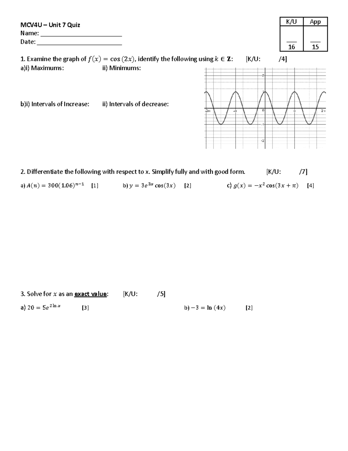 Mcv4u Unit 7 Quiz Practice Calculus 1030 U Of G Studocu Mcv4u Unit 7 Quiz Practice Calculus 1030 U Of G Studocu