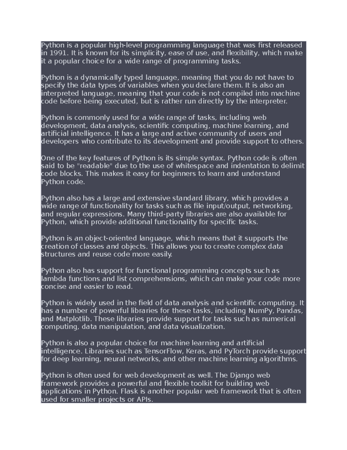 71 - exam - Python is a popular high-level programming language that ...