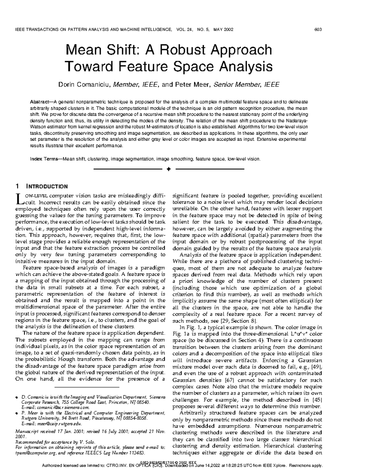 Mean shift a robust approach toward feature space analysis - Mean Shift ...