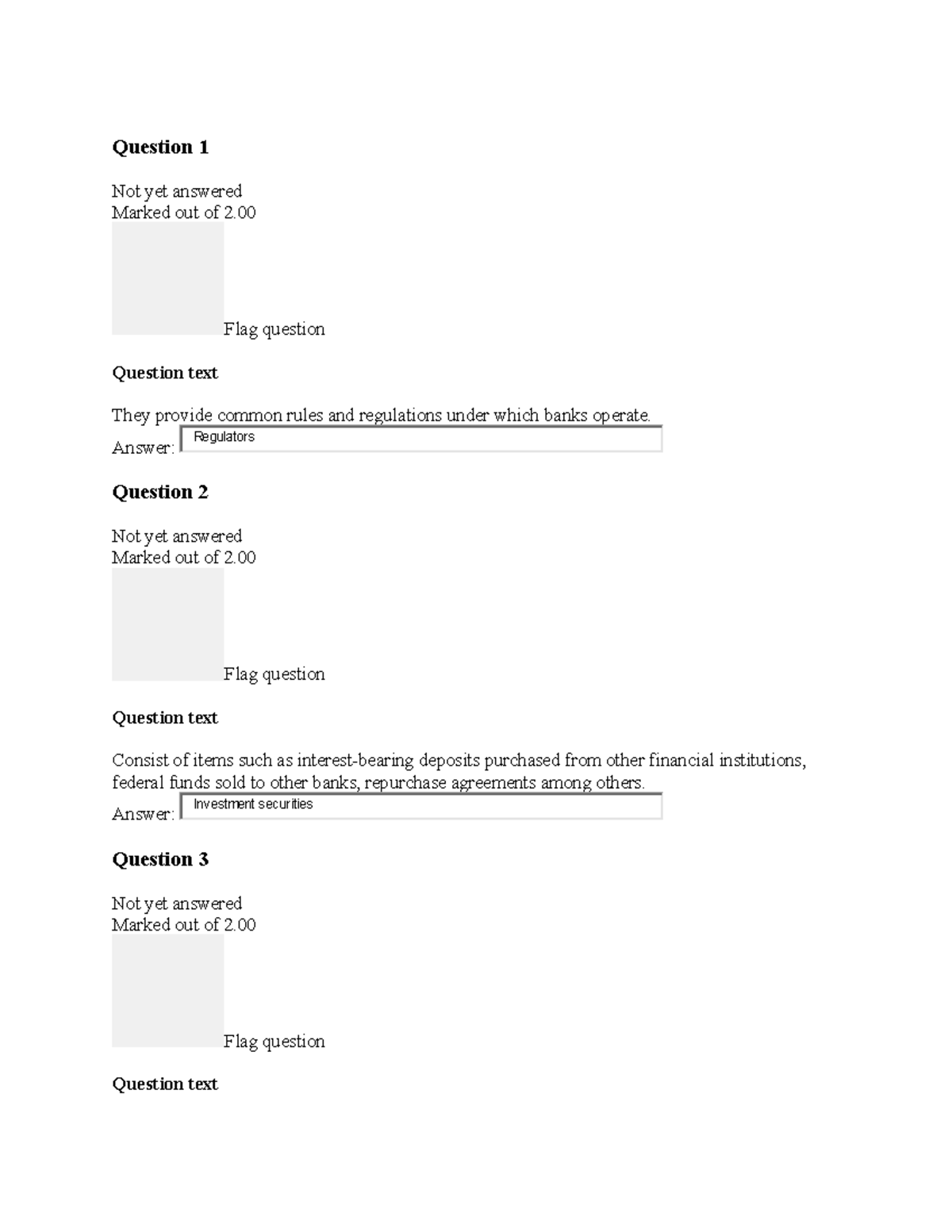 FM quiz pretest commercial bank perfect - Question 1 Not yet ...