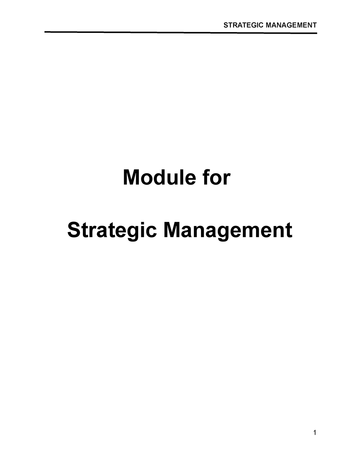 Strategic Management Full Module - Module For Strategic Management ...