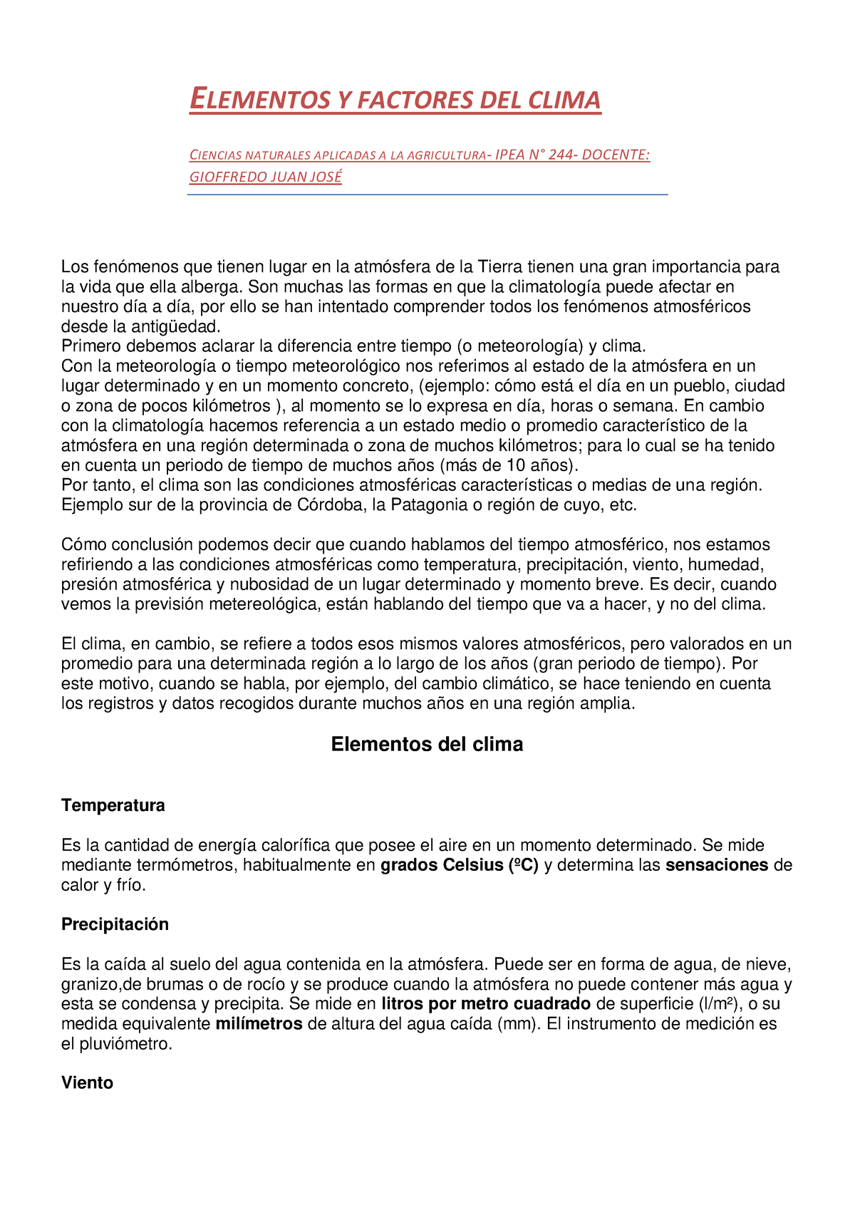 Elementos Y Factores Del Clima - ELEMENTOS Y FACTORES DEL CLIMA ...