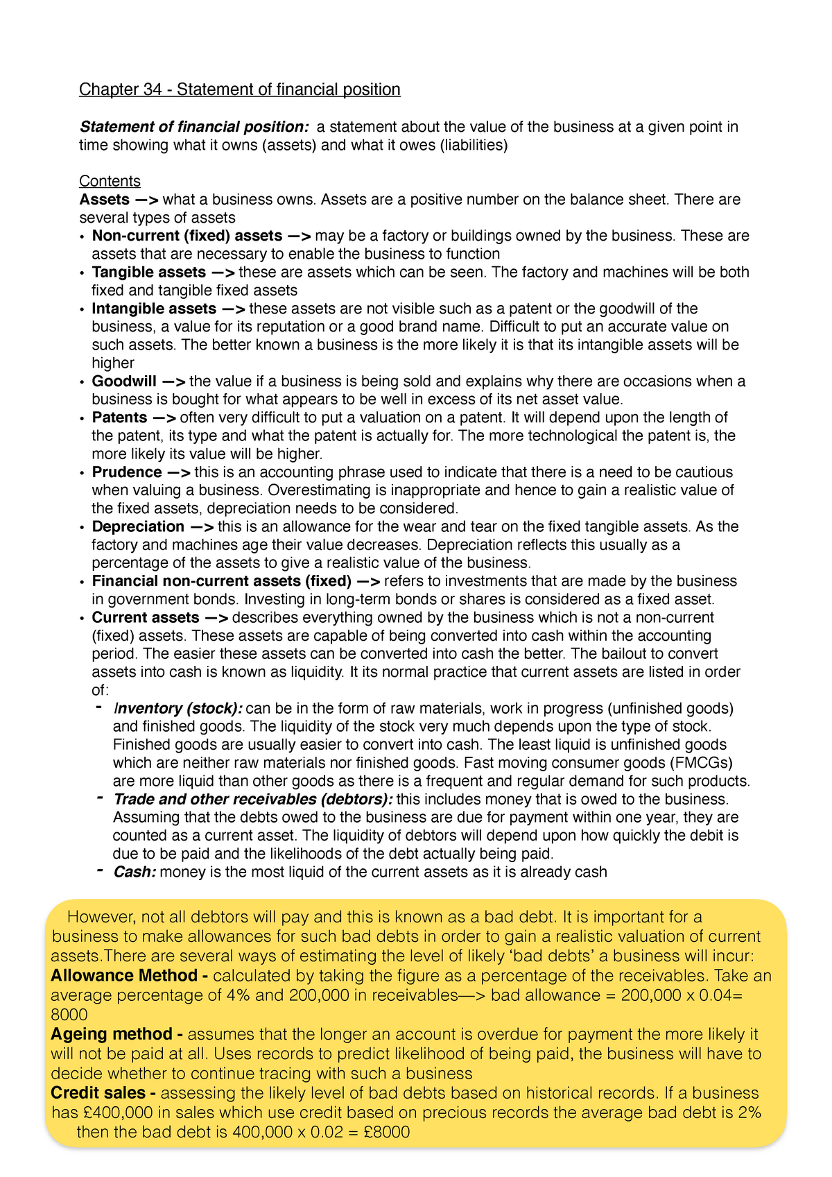 Chapter 34 Statement Of Financial Position Chapter 34 Statement 