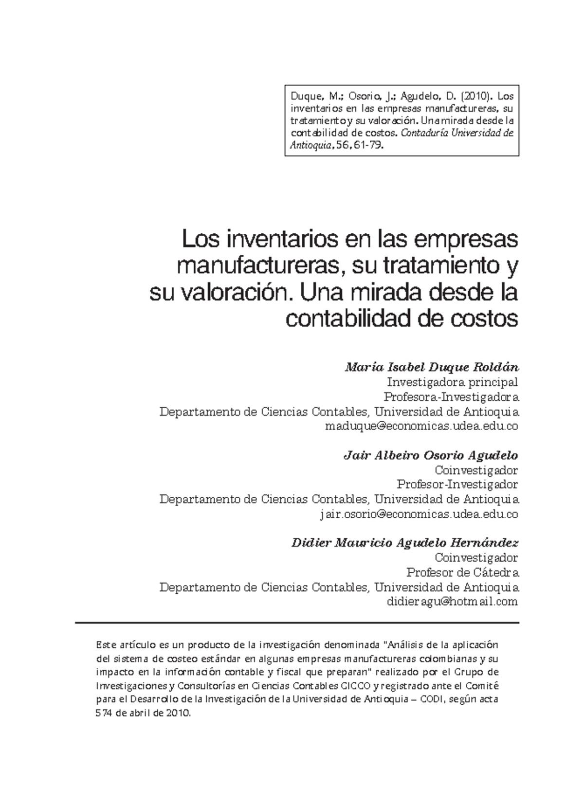 Los inventarios en las empresas manufactureras, su tratamiento y ...