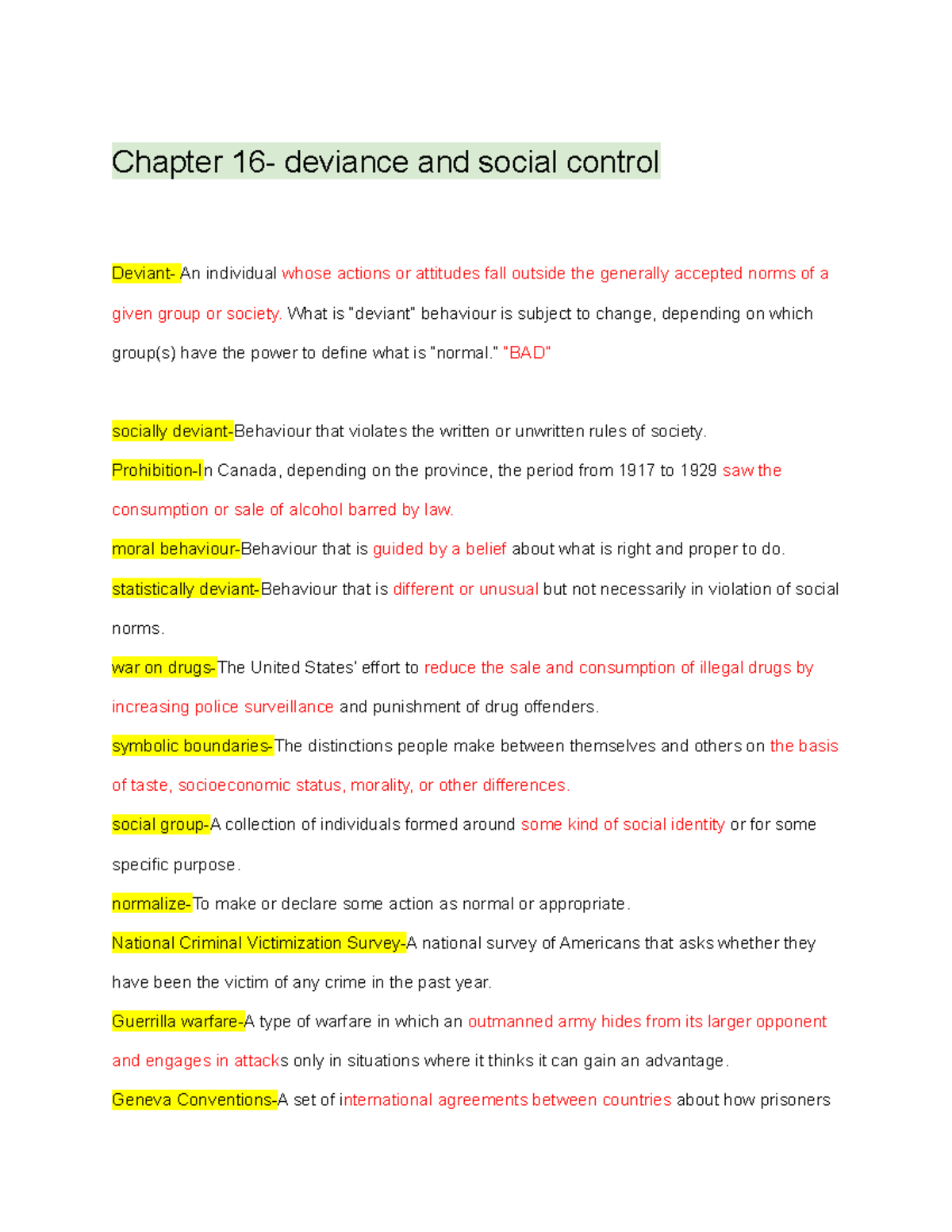 Chapter 16- deviance and social control - Chapter 16- deviance and ...