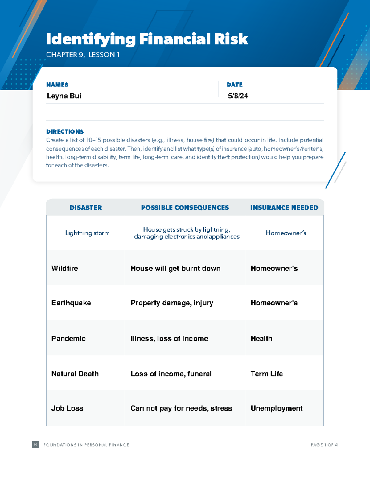 Act ch09 l01 english - Ramsey assignment - CHAPTER 9, LESSON 1 NAMES ...