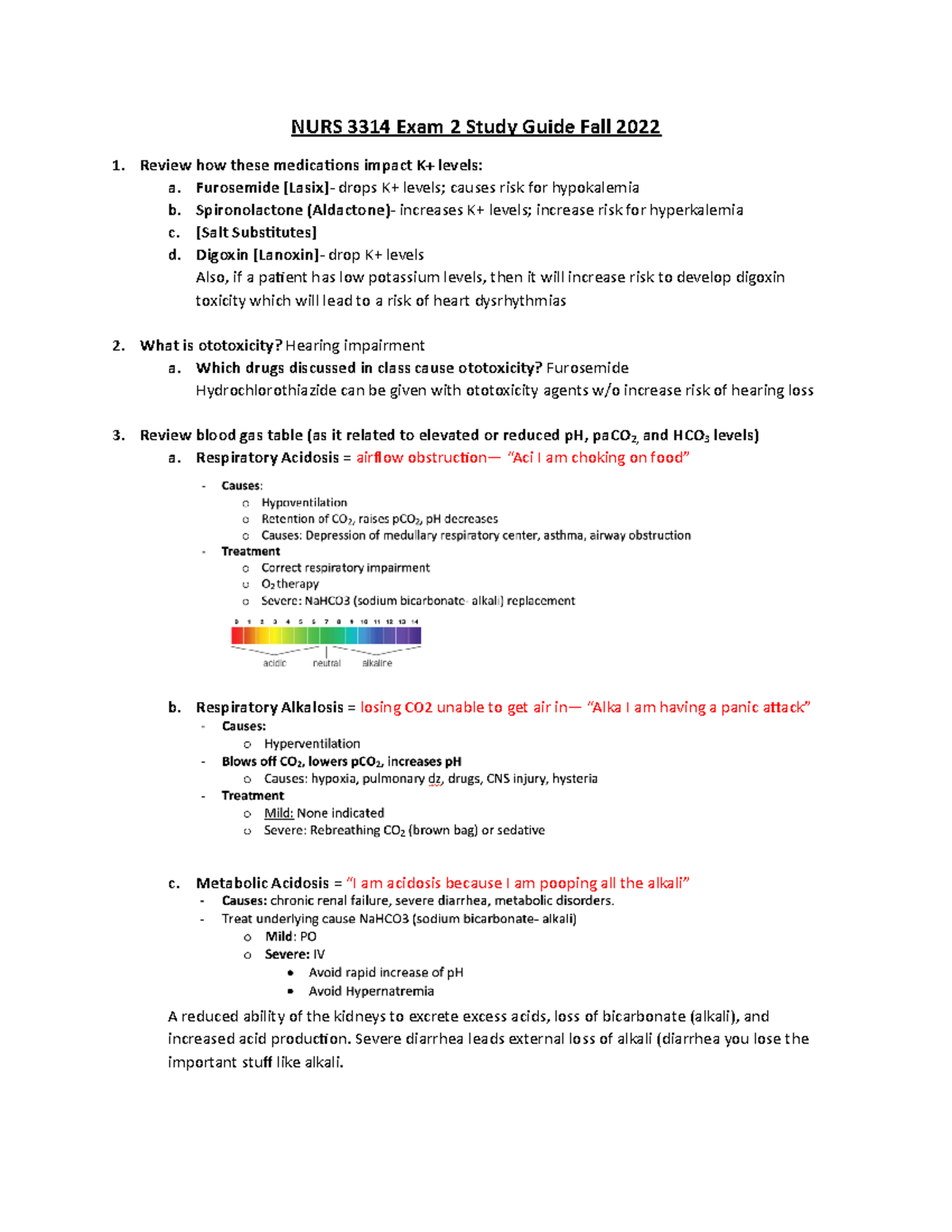 Exam 2 Study Guide - NURS 3314 Exam 2 Study Guide Fall 2022 Review how ...