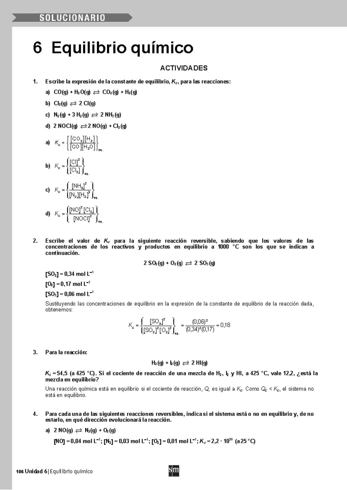 386070906 Soluciones 6equilibrio Pdf 106 Unidad 6 Equilibrio Químico