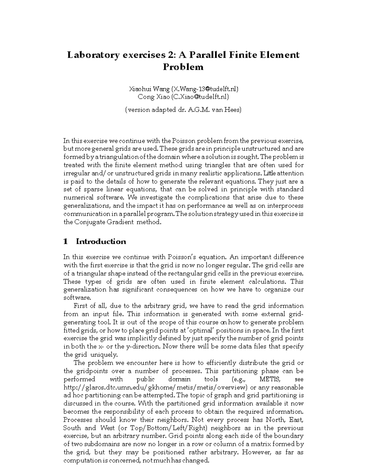 Lab Exercise 2 - Lab 2 - Laboratory exercises 2: A Parallel Finite ...