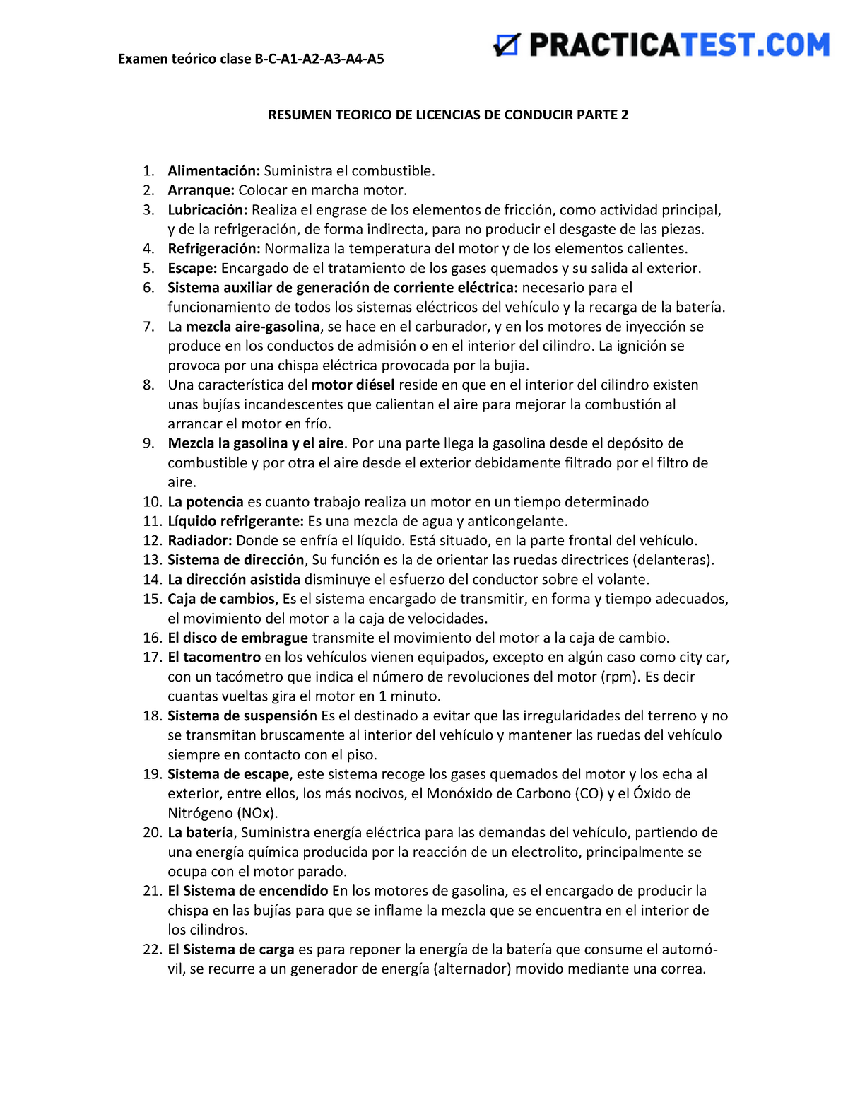 Examen Teorico Resumido Clase B Parte 2 - RESUMEN TEORICO DE LICENCIAS ...