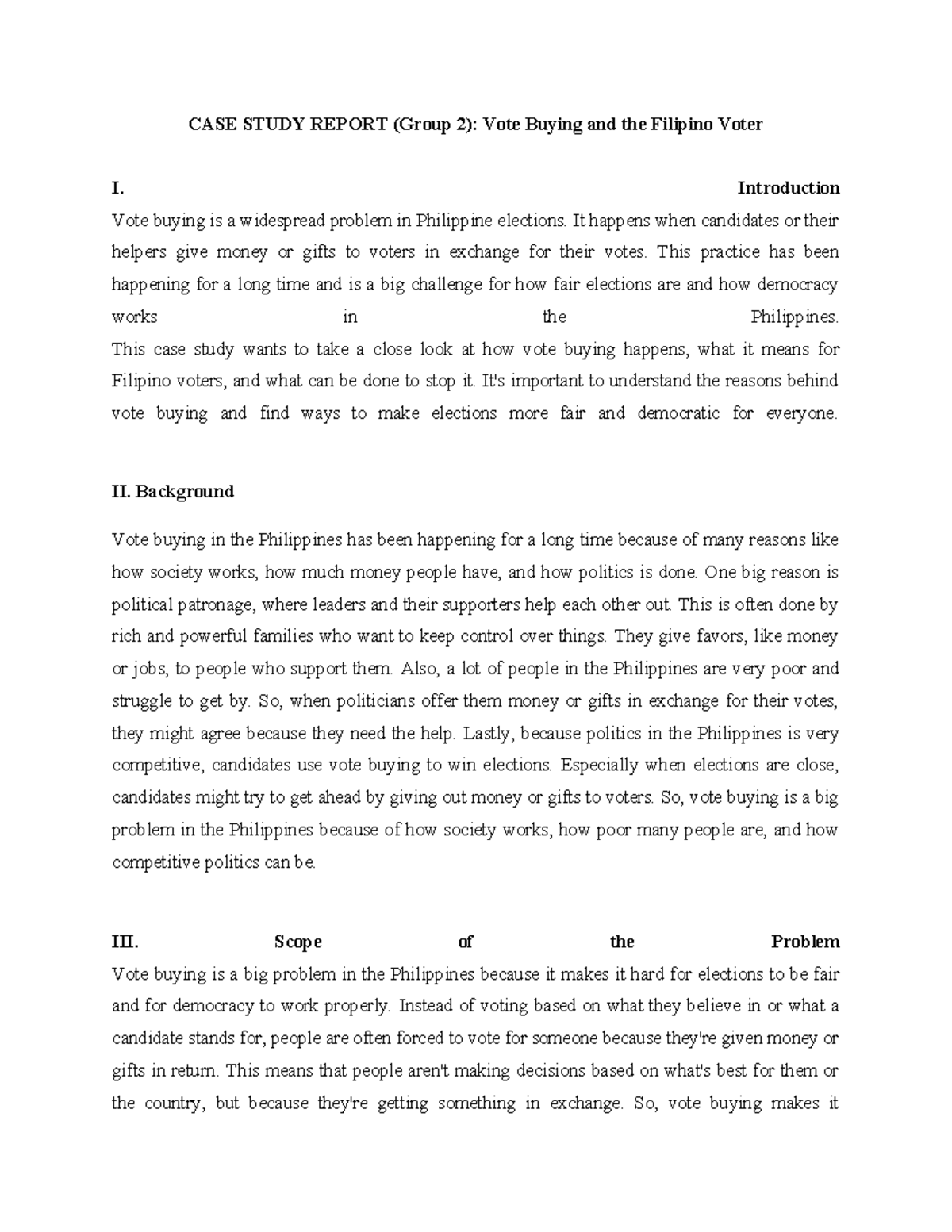 Case-study-Vote-Buying-and-the-Filipino-Voter-1 - CASE STUDY REPORT ...