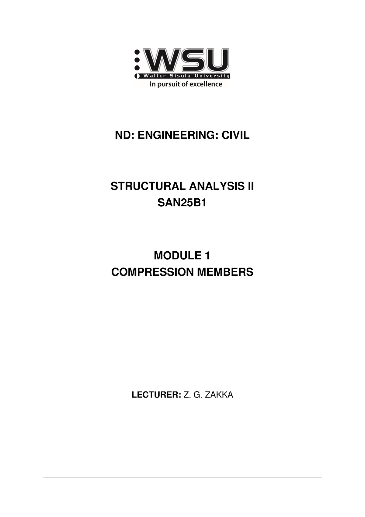 Structural Analysis II Module 1 - ND: ENGINEERING: CIVIL STRUCTURAL ...