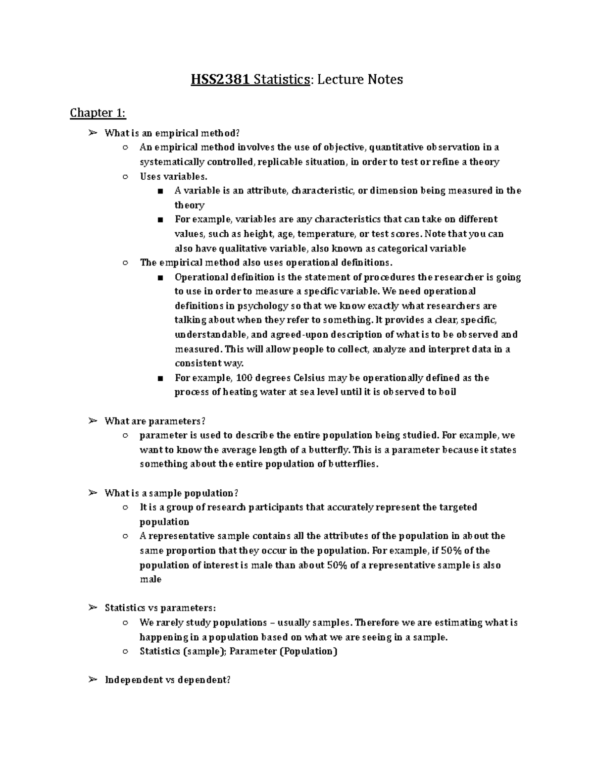 HSS2381 Stats Updated Lecture Notes Of Academic Year 2022 2023 Of