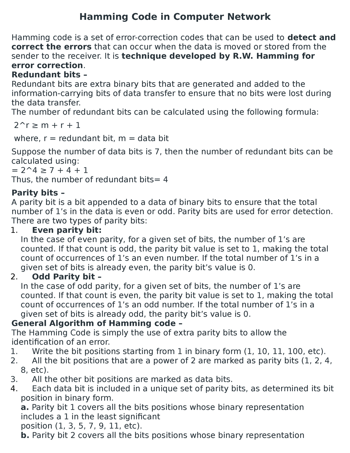 Hamming Code In Computer Network - Hamming Code In Computer Network ...