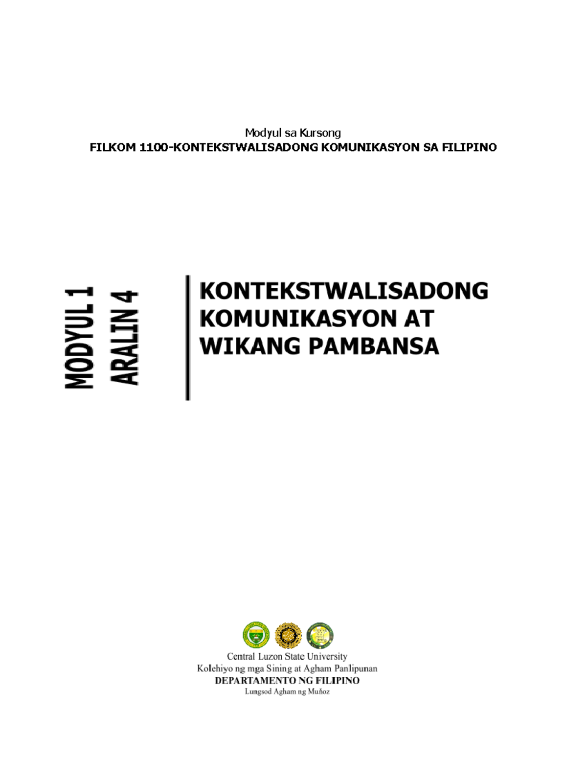Course PACK Filkom 1100 Modyul 1 - Modyul sa Kursong FILKOM 1100 ...