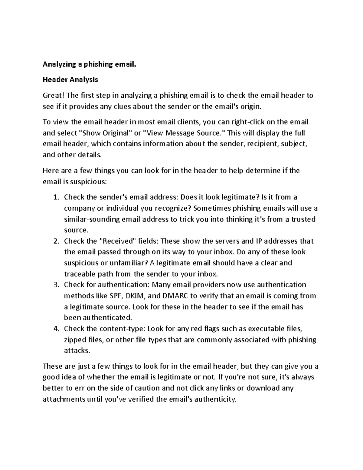 Document 27 (62) - Bob - Analyzing a phishing email. Header Analysis ...