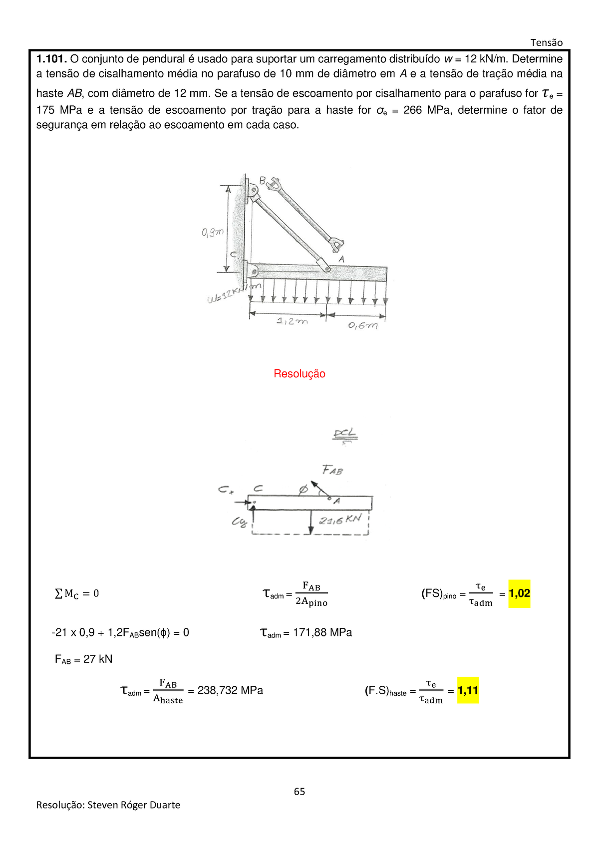 Solucion Rio Resist Ncia Dos Materiais Tens O Resolu O Steven R Ger Duarte O Conjunto