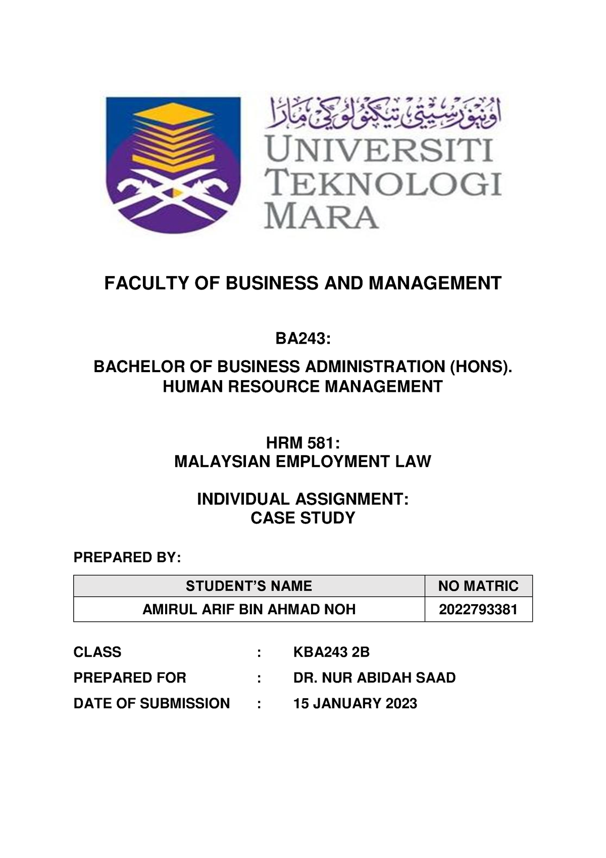 hrm581 case study