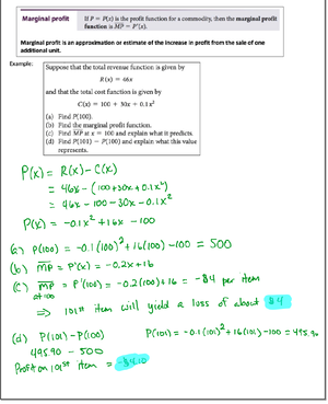 Marginal cost, examples - MATH 110 - Studocu