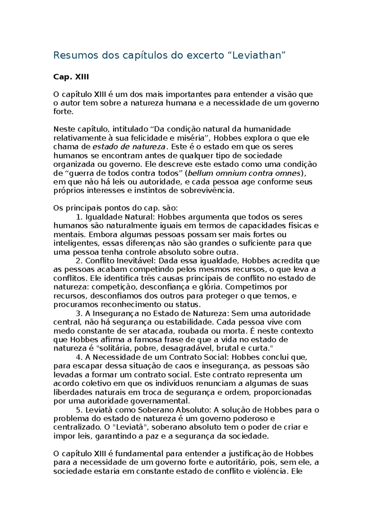 Resumos dos capítulos do excerto Leviathan - Resumos dos capítulos do ...