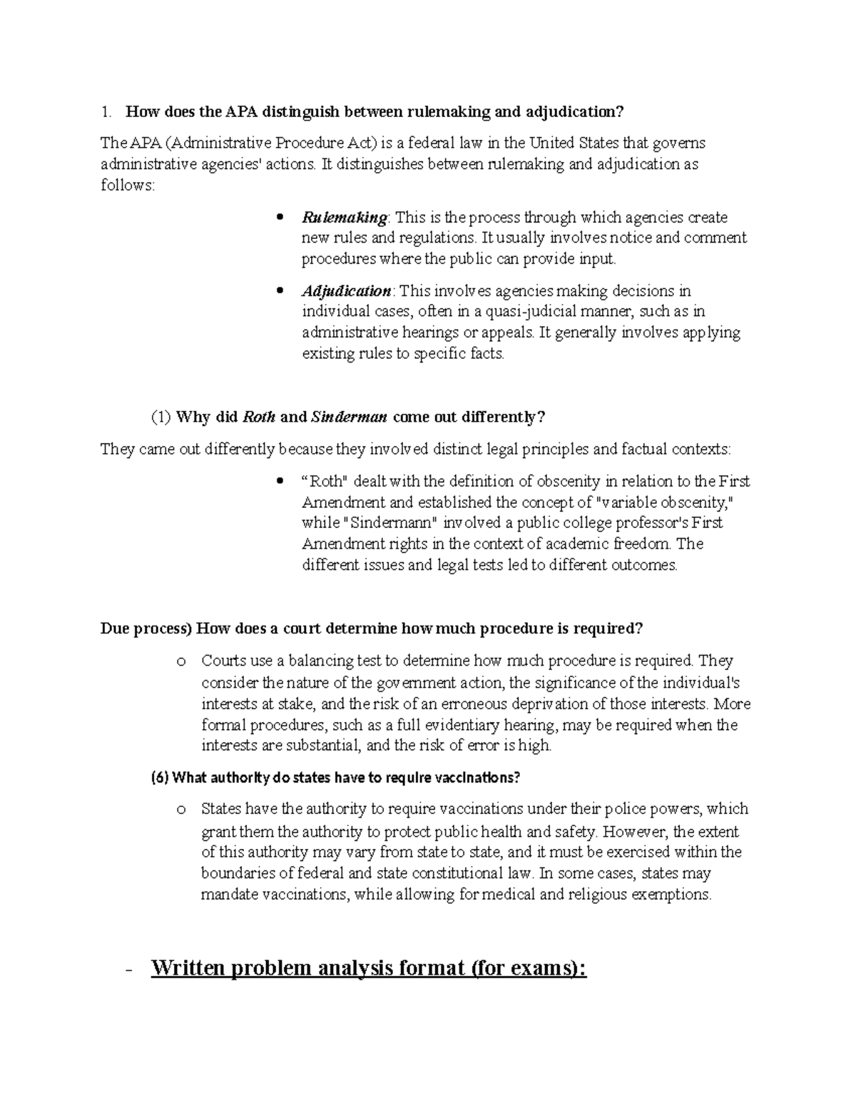 Admin short response - 1. How does the APA distinguish between ...