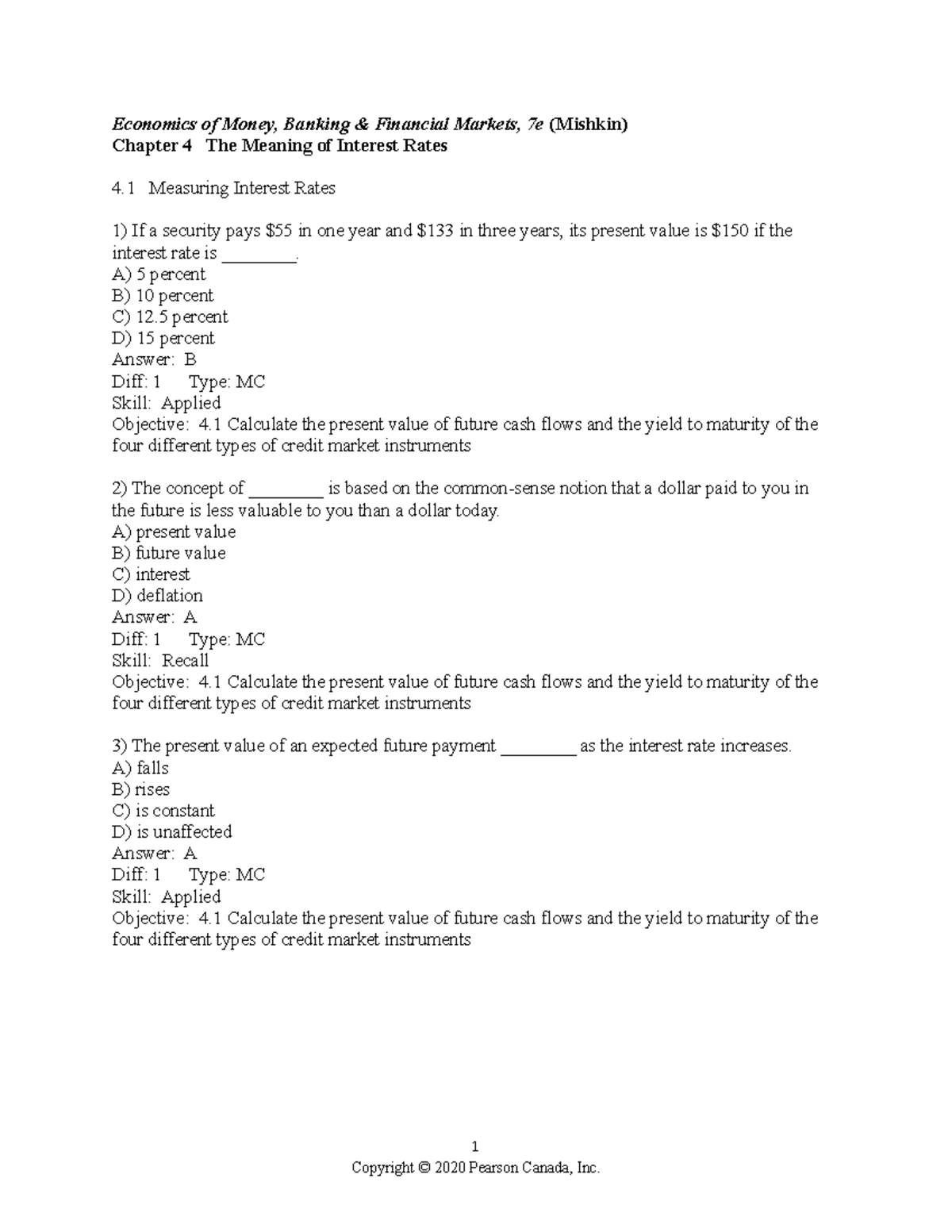 Mishkin economics 7ce TIF ch04 Economics of Money, Banking