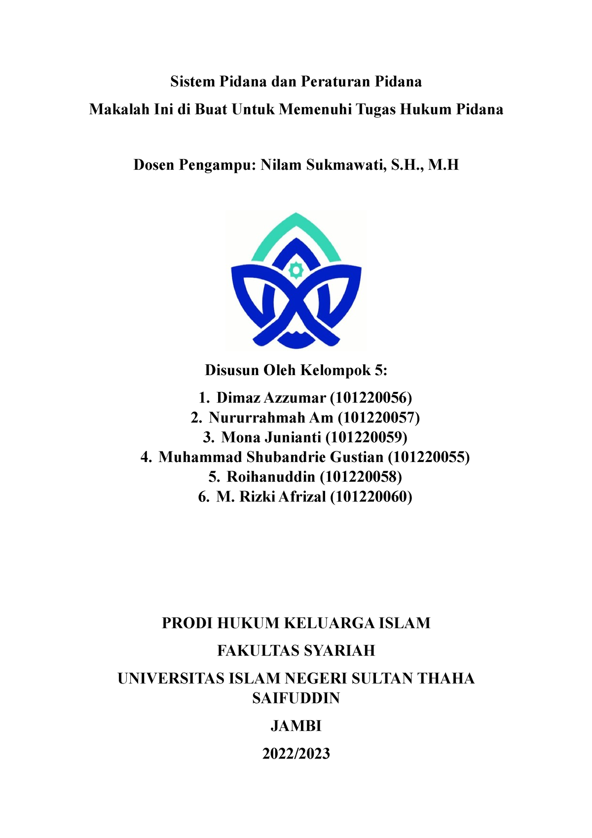 Hukum Pidana Kelompok 5 - Sistem Pidana Dan Peraturan Pidana Makalah ...