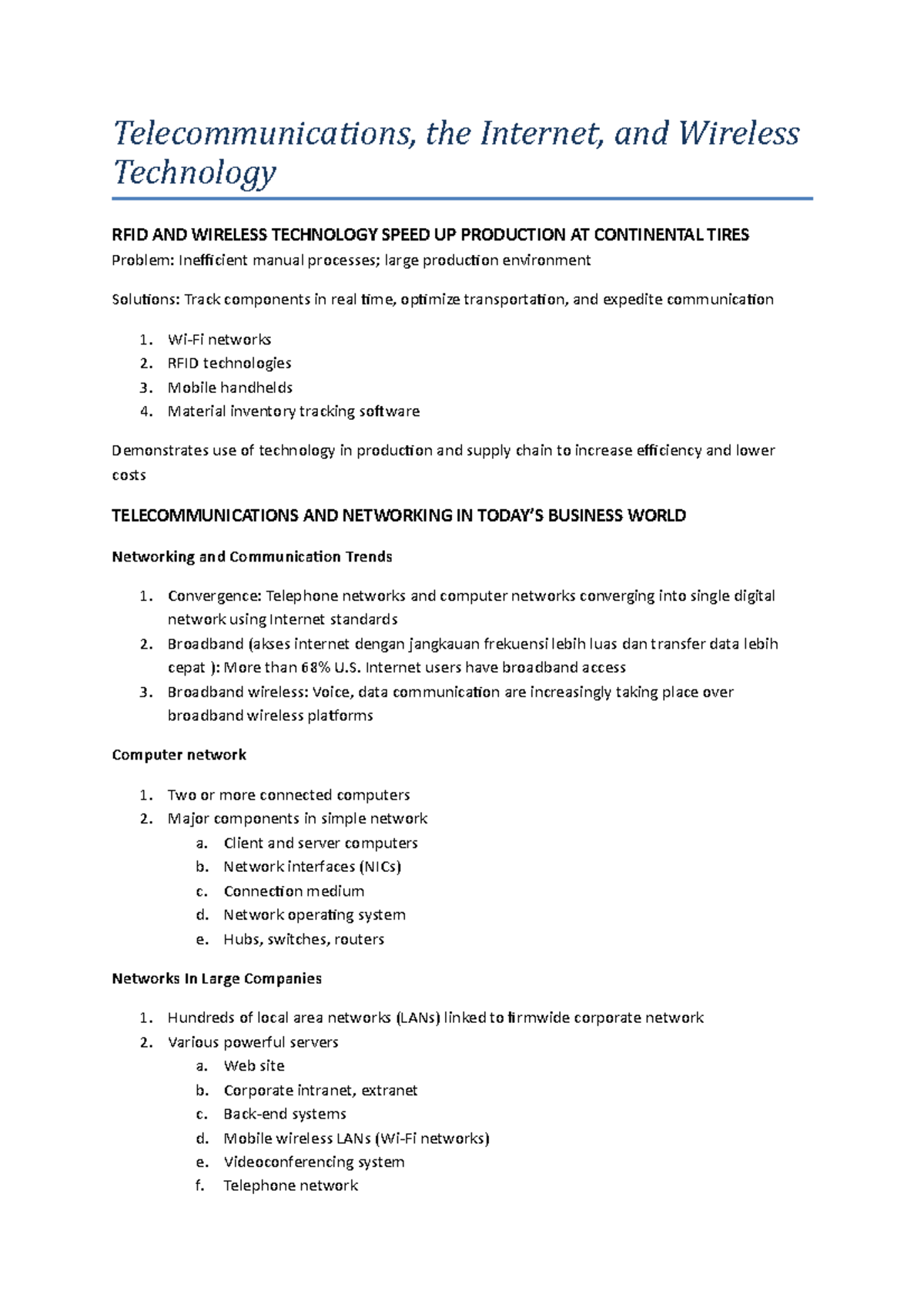 SIM Summary CH07- 14edition - Telecommunications, the Internet, and ...