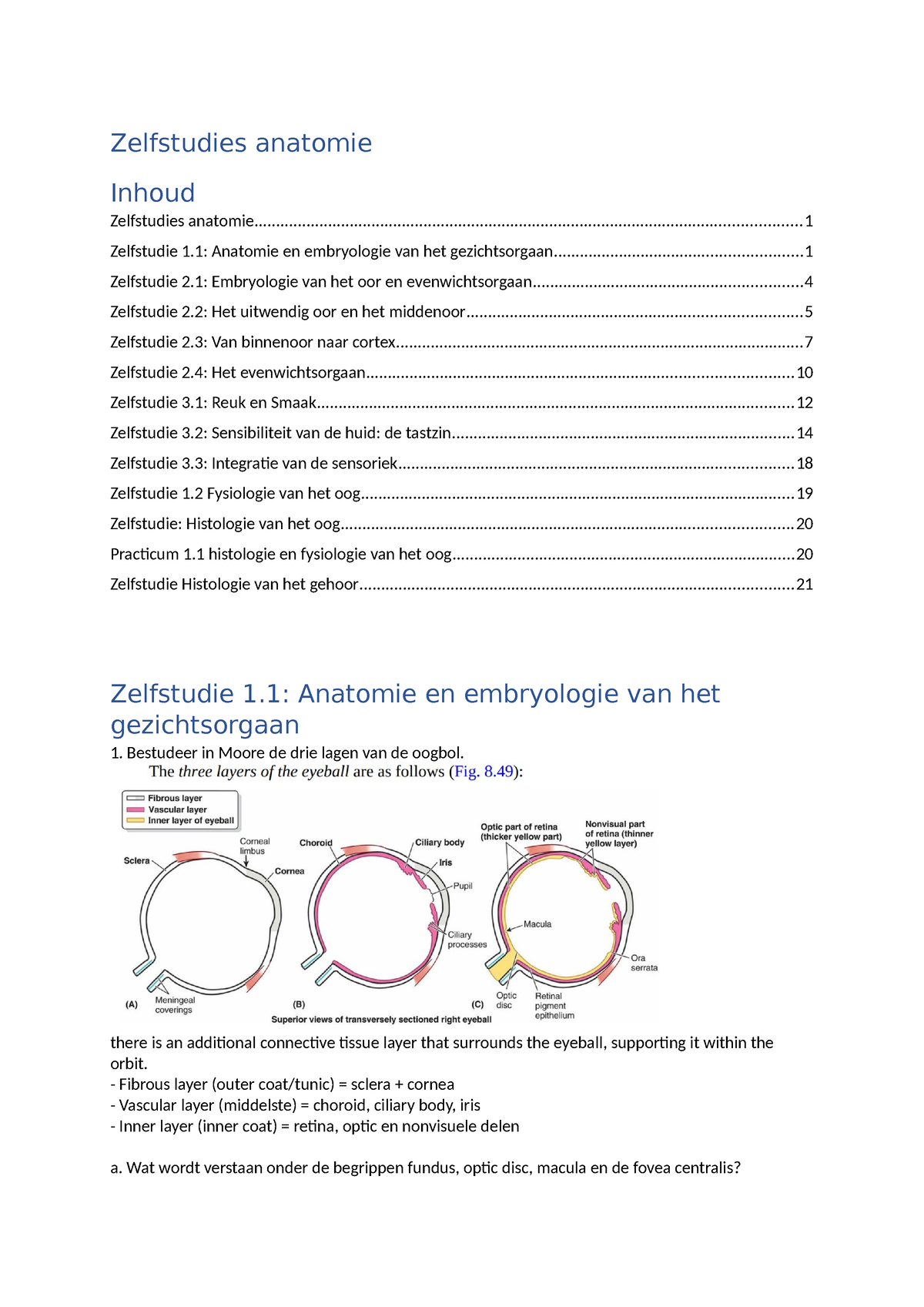 Zelfstudies Anatomie - Zelfstudies Anatomie Inhoud Zelfstudies ...