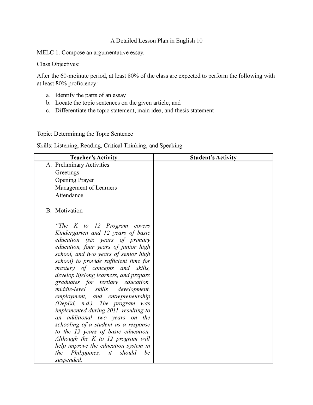 grade 10 compose an argumentative essay