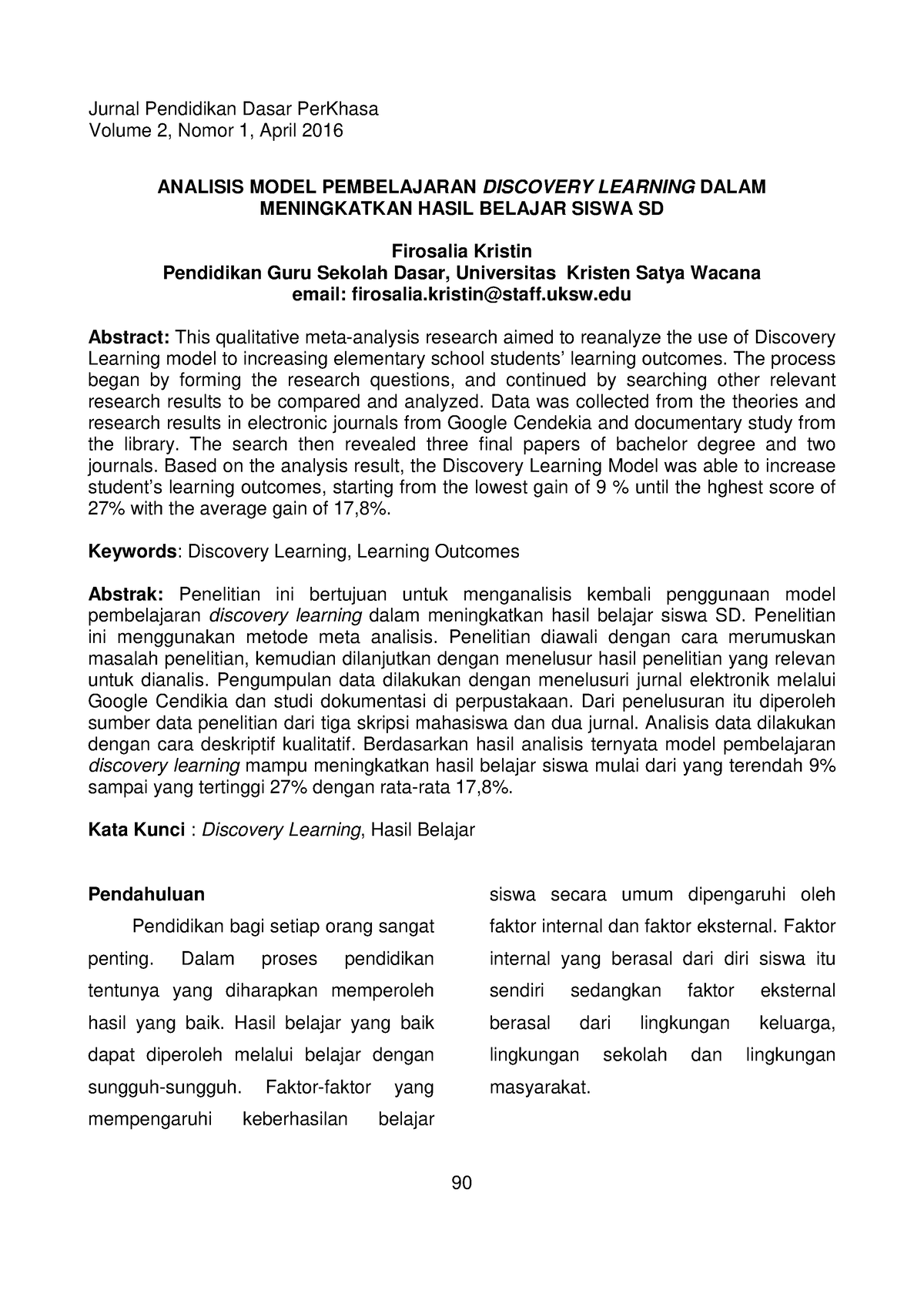 Meta Analisis - ... - ANALISIS MODEL PEMBELAJARAN DISCOVERY LEARNING ...