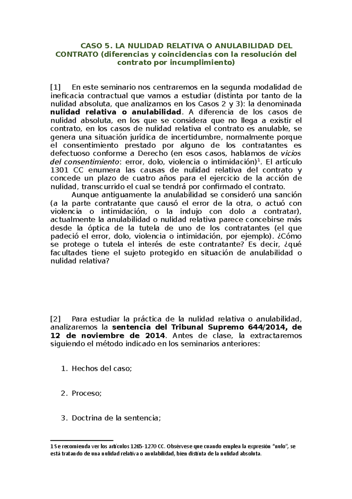 Caso Prof Carmen Jerez Caso La Nulidad Relativa O Anulabilidad Del Contrato