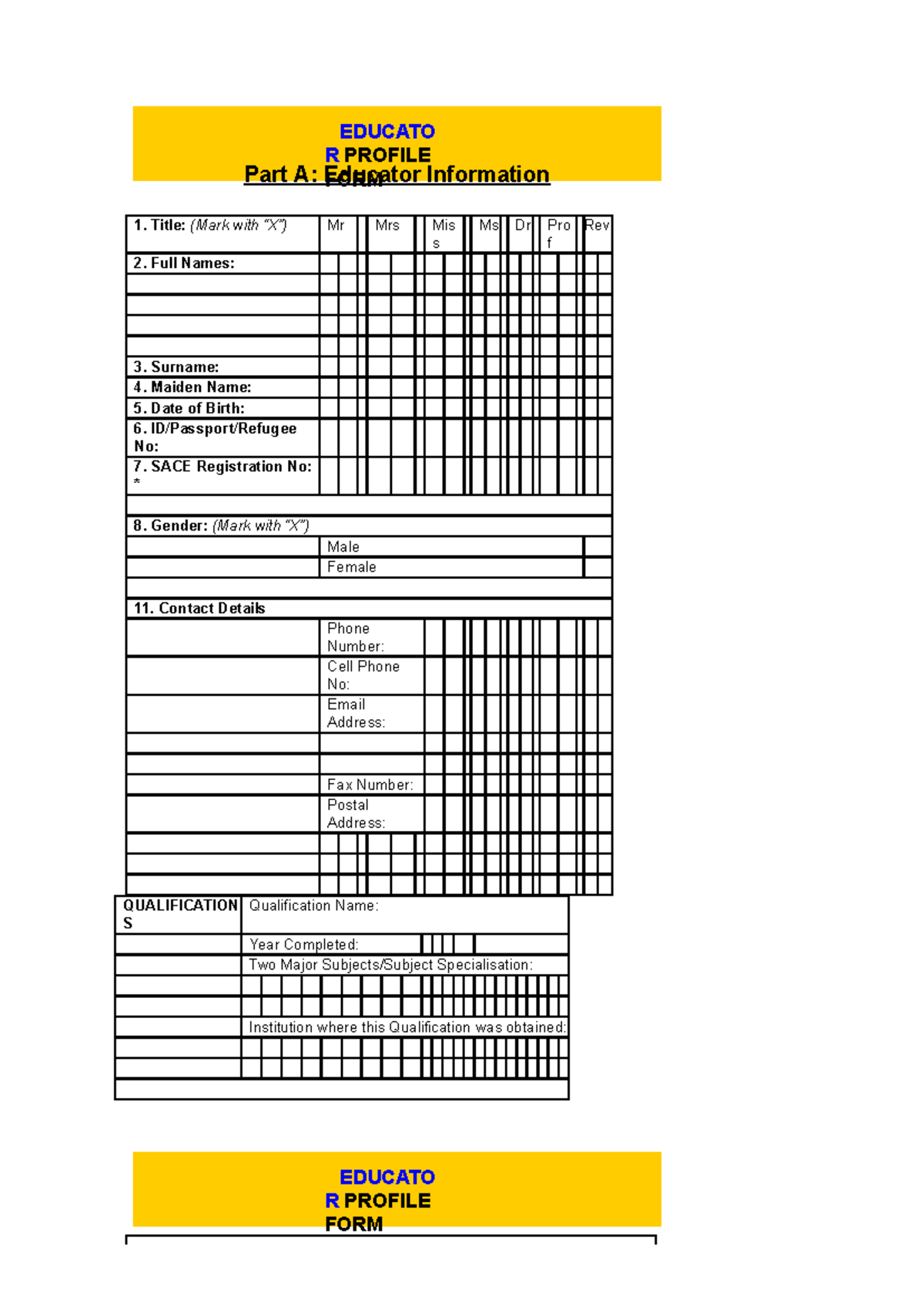 Teacher Profile 2024 - Good - EDUCATO R PROFILE FORM EDUCATO R PROFILE ...