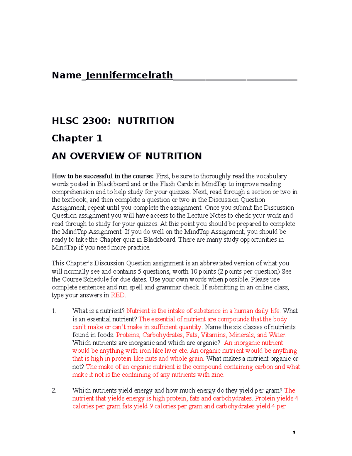 week 1 assignment scientific inquiries in nutrition