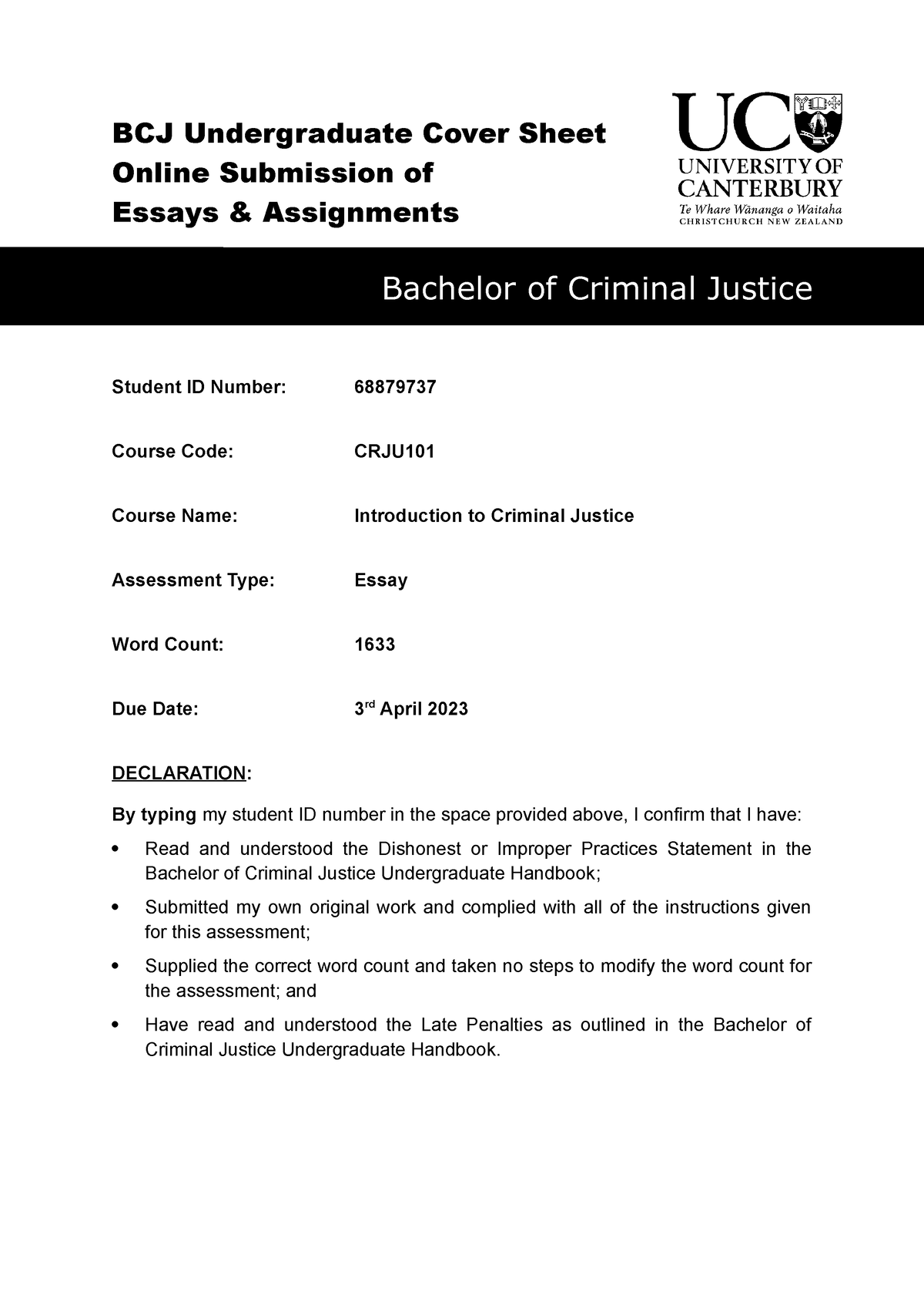 college admissions essay for criminal justice