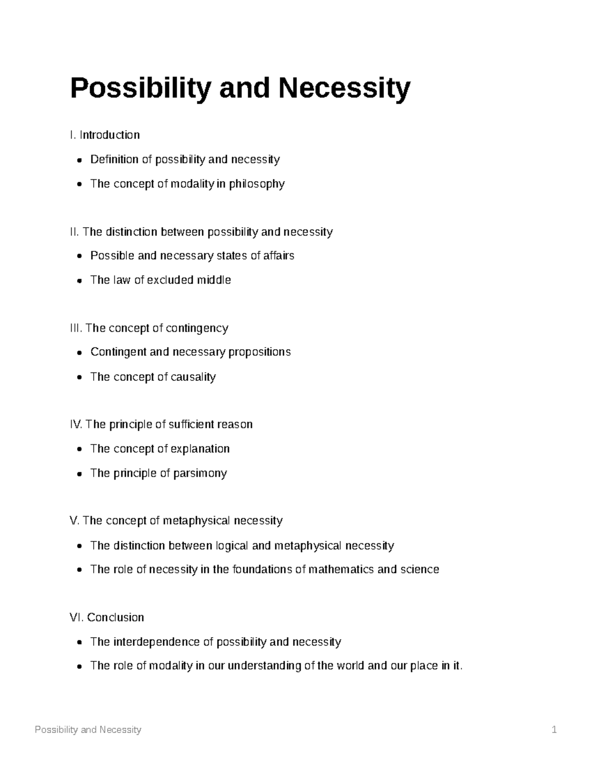 Possibility and Necessity Introduction Definition of possibility and