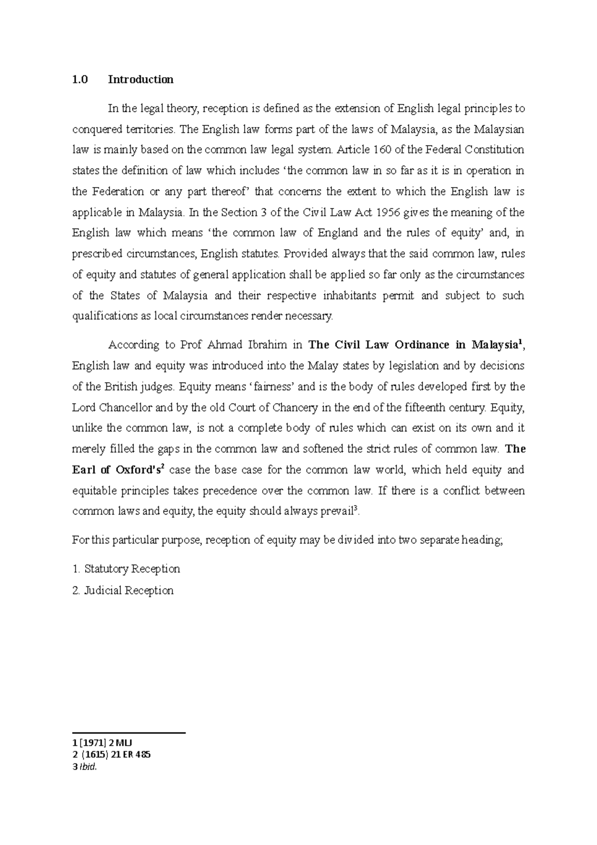 Equity Reception 1 Introduction In the legal theory, reception is defined as the extension of