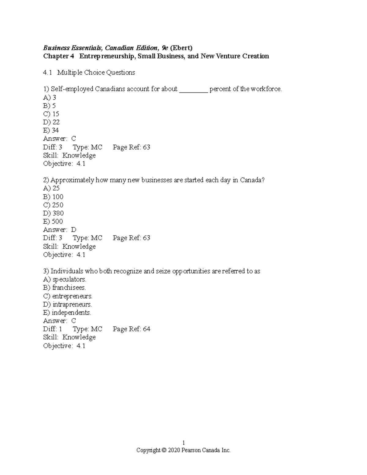 Chapter 04 BUSI 1110 FINAL EXAM ANSWER KEY StuDocu