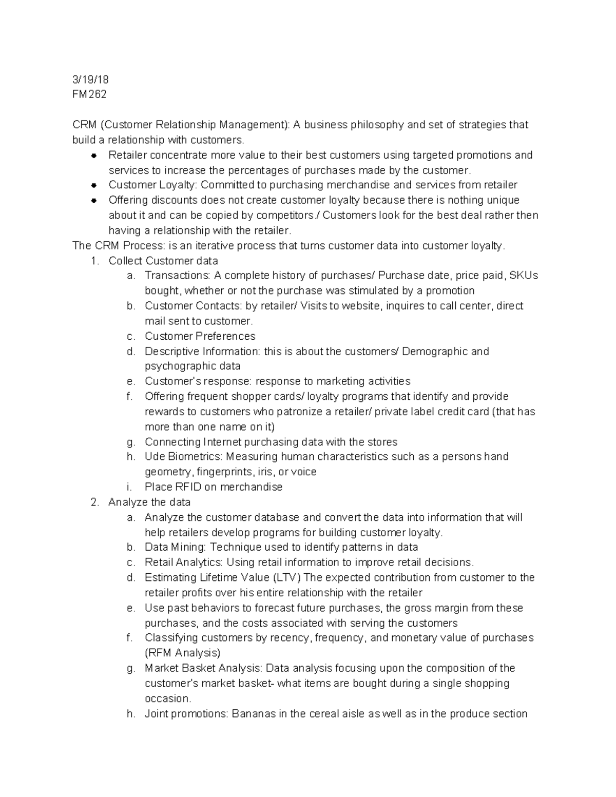 3 19 18 - CRM - 3/19/ FM CRM (Customer Relationship Management): A ...