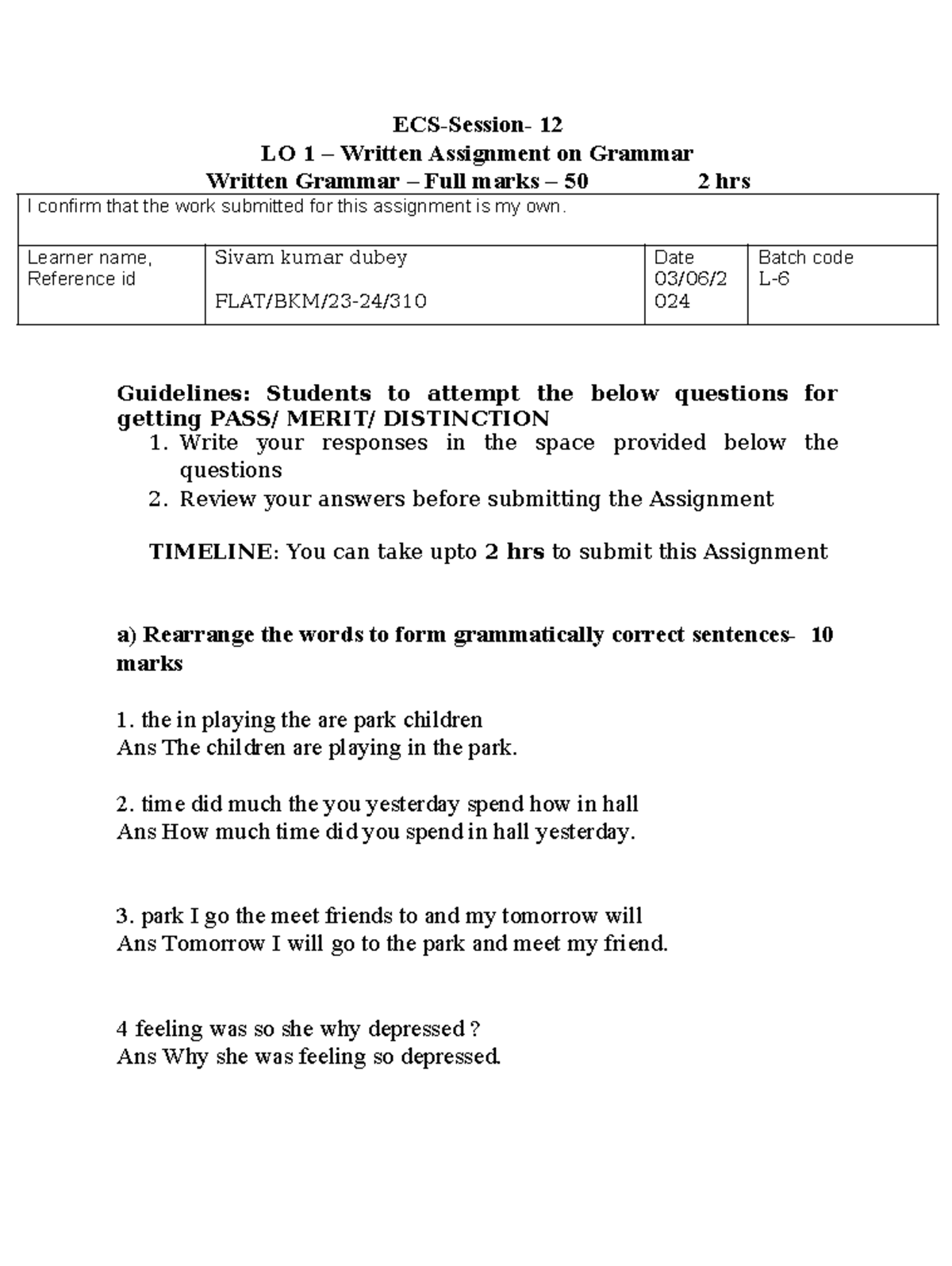 ECS-LO-1 online-written - ECS-Session- 12 LO 1 – Written Assignment on ...