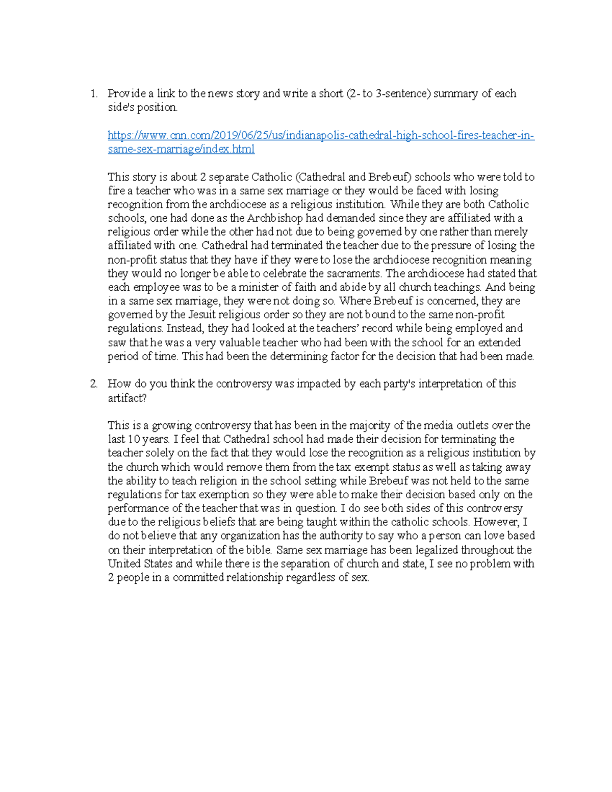 HUM 100 811 Short Answer Provide a link to the news story and write