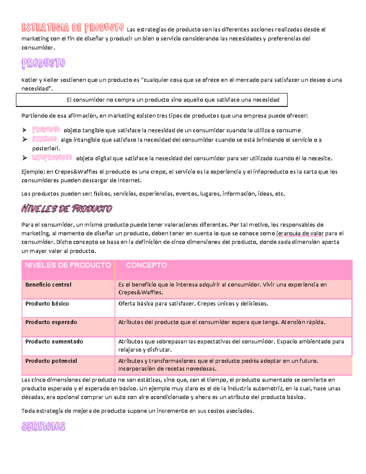 Resumen M3 y M4 Marketing 1 - Estrategia de producto Las estrategias de ...