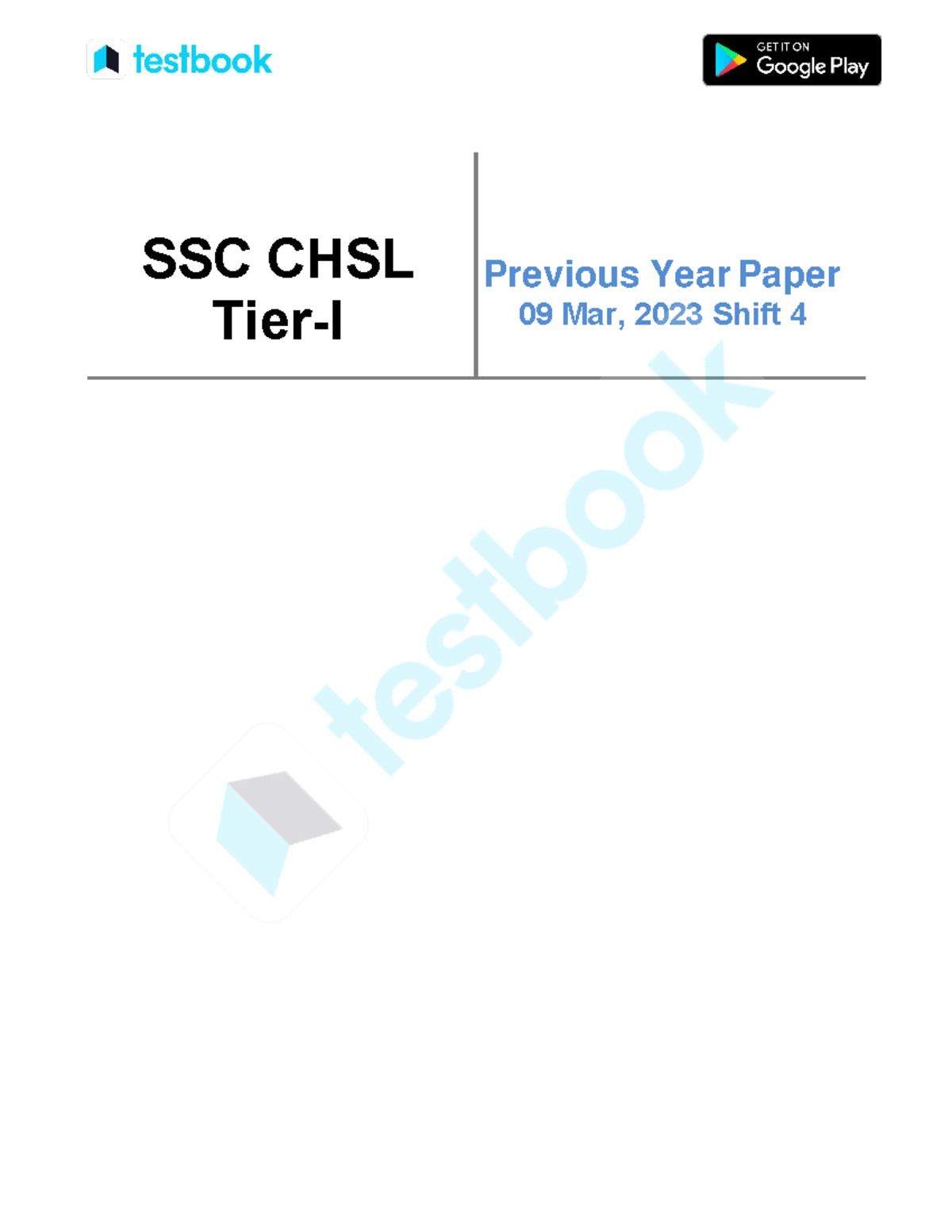 SSC CHSL Tier-I Exam 2022 Official Paper (Held On 09 March, 2023 Shift ...